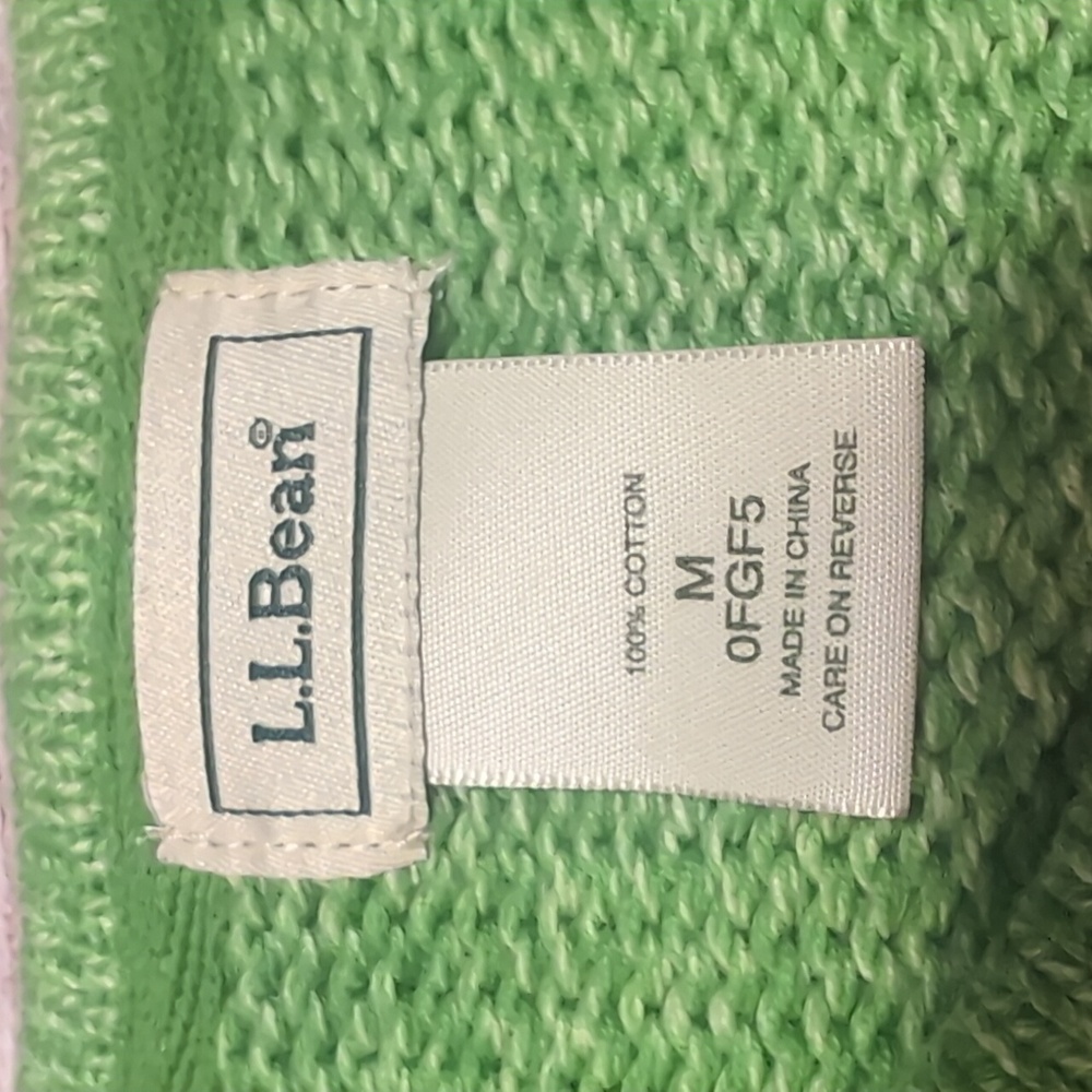 L.L. Bean Women's Green Knit Cotton Button Front Cardigan Size M - Picture 6 of 10